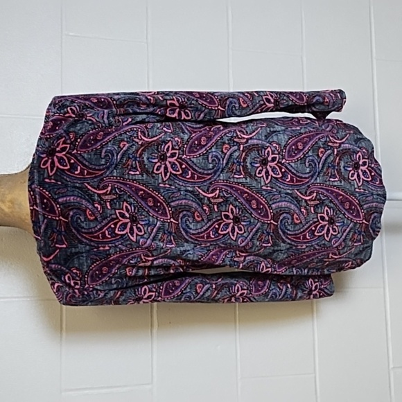 Climate Right Cuddl Duds Y2K Paisley Velour Shirt Med 8/10 - Picture 2 of 9